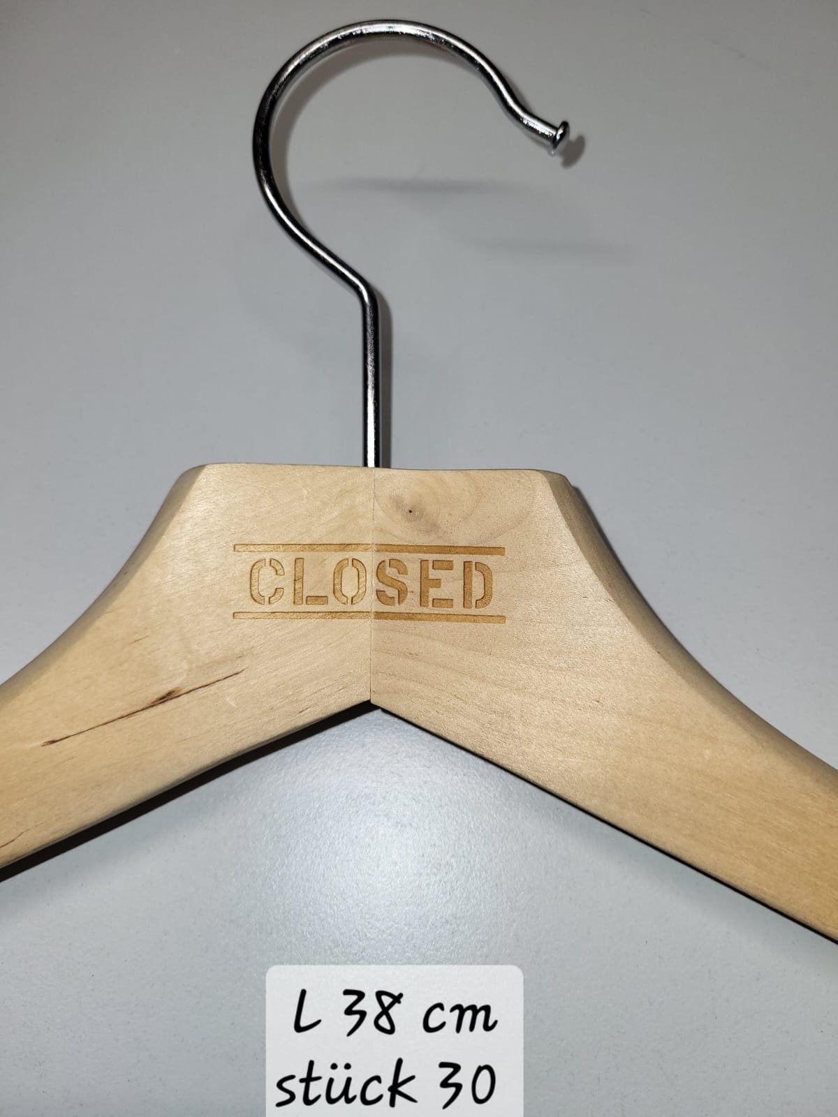 🖤 CLOSED Kleiderbügel aus Holz – Länge 38 cm 🖤